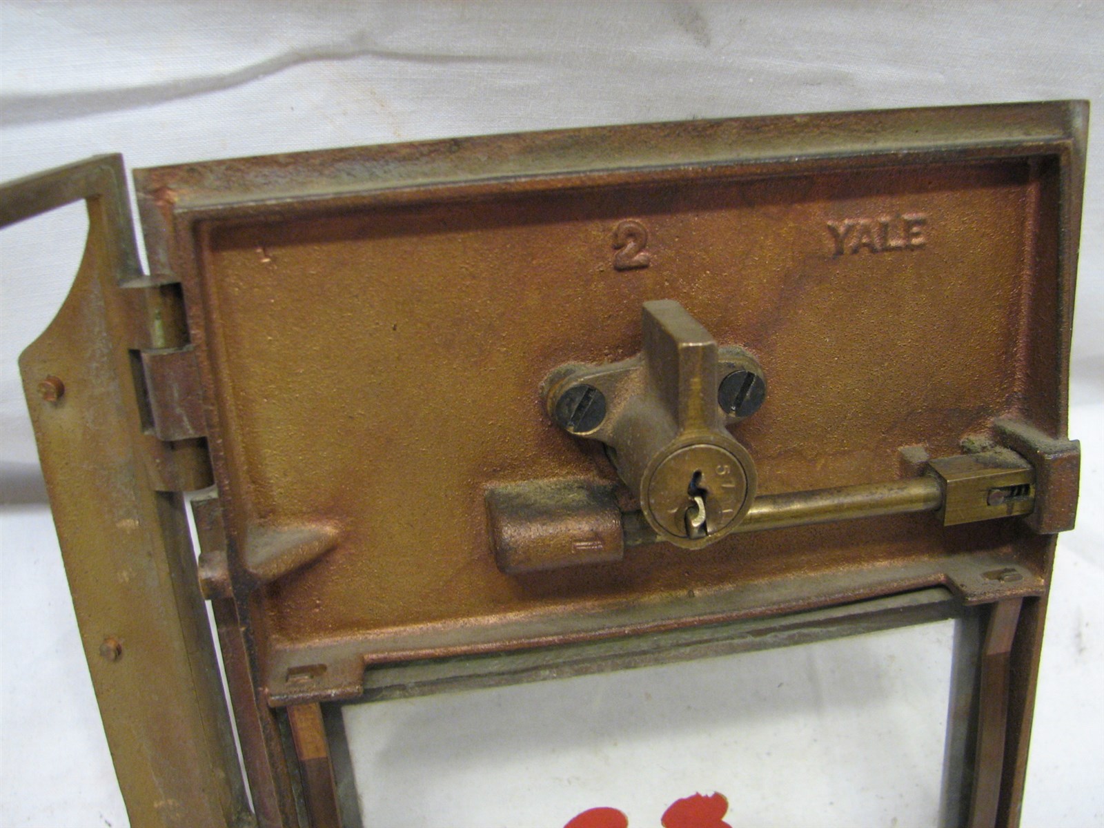 Antique Usps Greek Key Mail Post Office Box Door Us Brass Yale Lock W