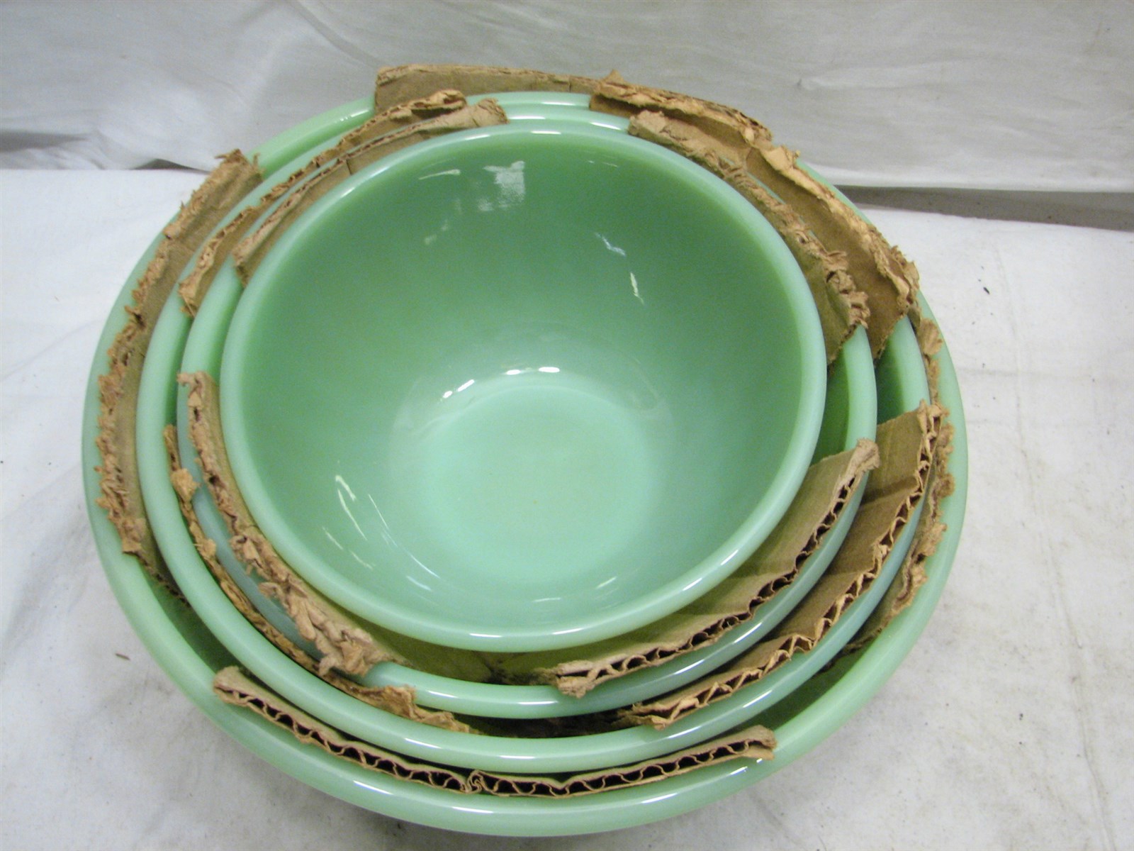 Set 4 Fire King Jadite Glass Swirl Nesting Mixing Bowls Wbox Jadeite 6789 Ebay 6674