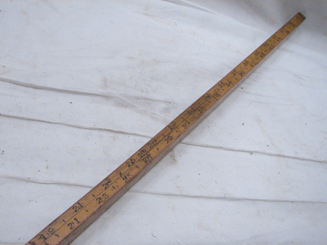 Early Brass Wood Lumber Logging Rule Log Tool Board Feet Measure Stick 