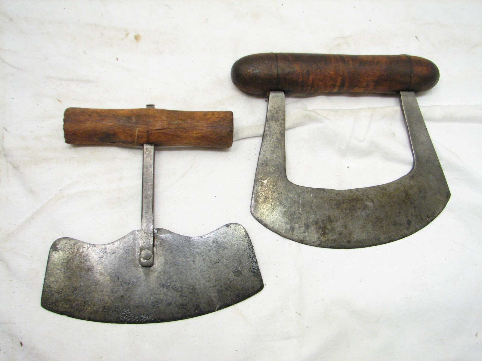 6 Early Kitchen Primitive Food Chopper Blade Hand Forged Iron Wood Tool 