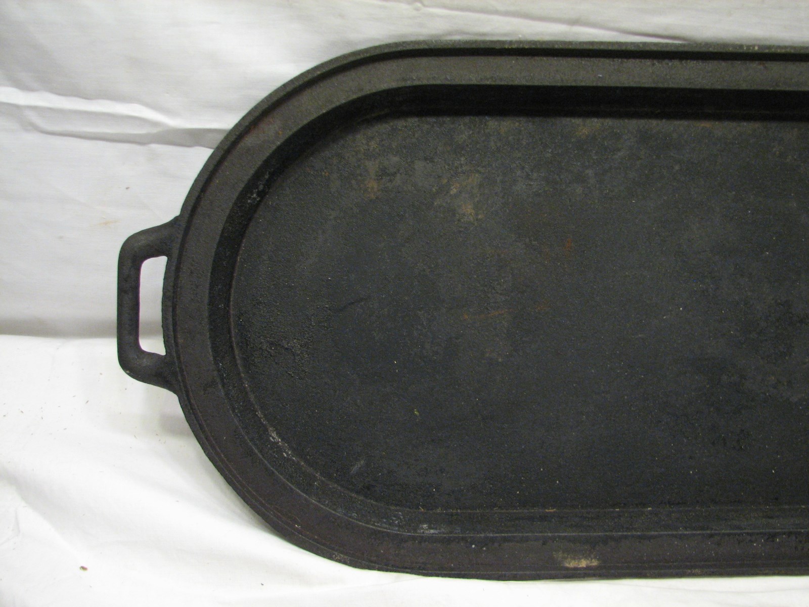 Antique Cast Iron Pancake Griddle Camp Fry Pan 20 Double Burner B Ebay