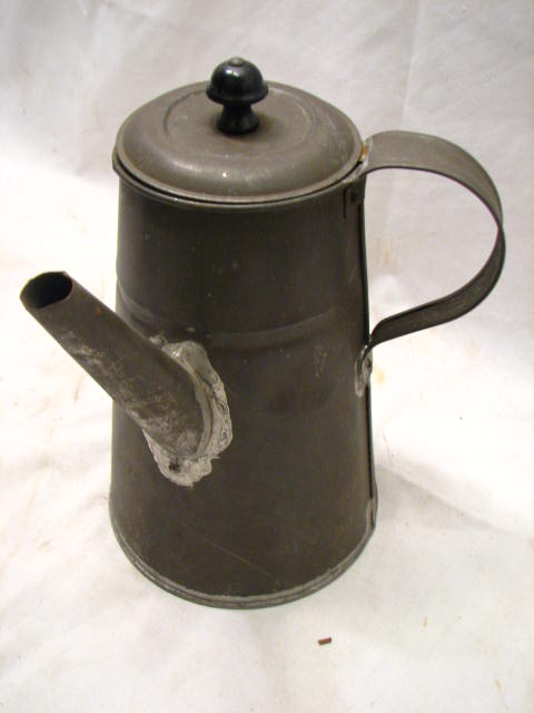 ANTIQUE TIN COFFEE TEA POT TEAPOT PITCHER W/SPOUT  