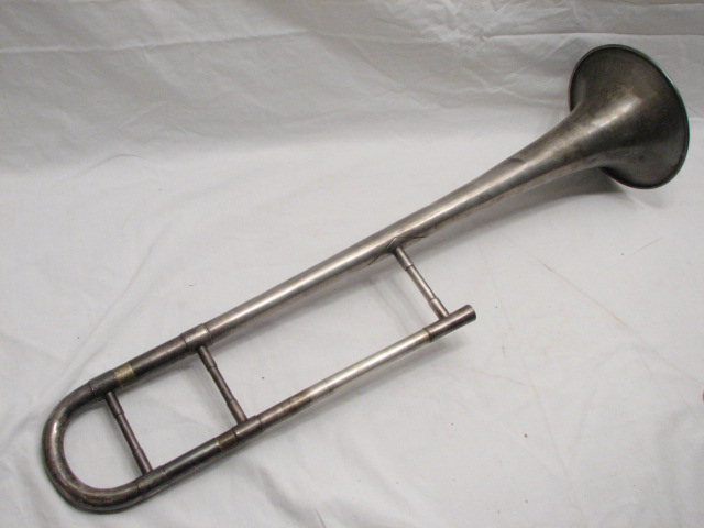 VINTAGE WINDSOR ELKHART SILVER TROMBONE INSTRUMENT  