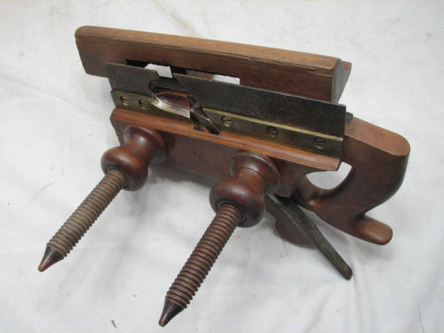 BARTON ANTIQUE RARE WOOD PLOW SCREW ARM PLANE TOOL  