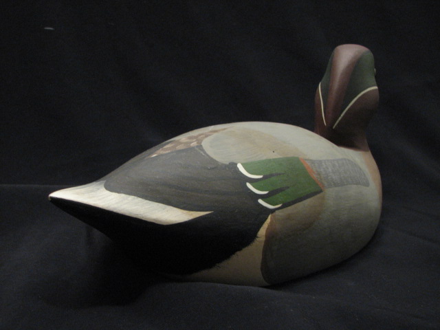   1979 HORNICK BROS WOODEN GREEN WINGED TEAL DUCK DECOY SIGNED VA  