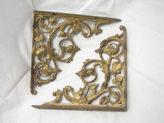 PR LG CAST IRON ART NOUVEAU VINE LEAF SHELF BRACKETS SHELVES  