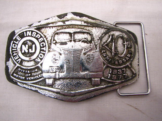 NJ DMV 40th Anniv Auto Belt Buckle Baldwin 1977