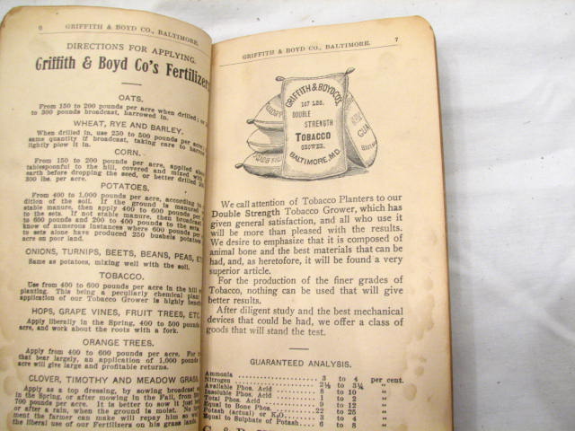 GRIFFITH & BOYD FERTILIZERS BALTIMORE MD FARM AD BOOK  