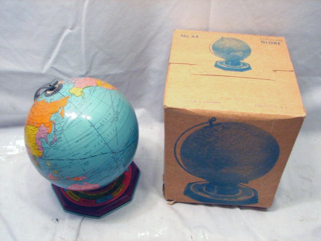 CHEIN NO.64 TIN LITHO REFERENCE WORLD GLOBE IOB TOY  