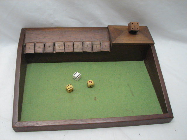   WOODEN DICE GAME OF CHANCE BOARD SHUT THE BOX SALOON WOOD  