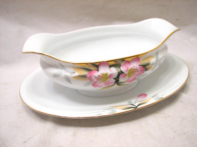 NOTIRAKE AZALEA GRAVY BOAT BOWL DRIP TRAY DISH RED MARK  