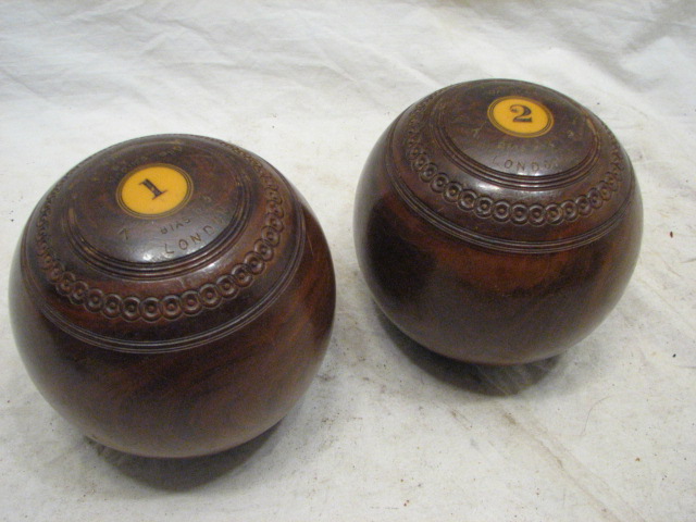 Vintage Wooden Lawn Bowling Balls Bowls Jaques London Bocce Lignum 