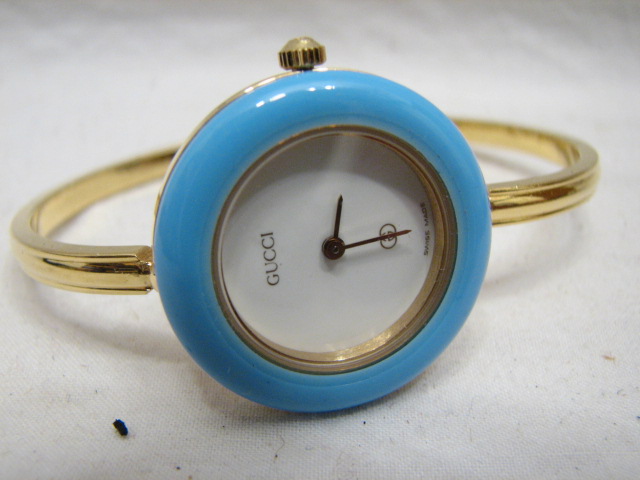   MODEL 1100 L LADIES BANGLE WRIST WATCH W/BOX 12 BEZELS 1100L  