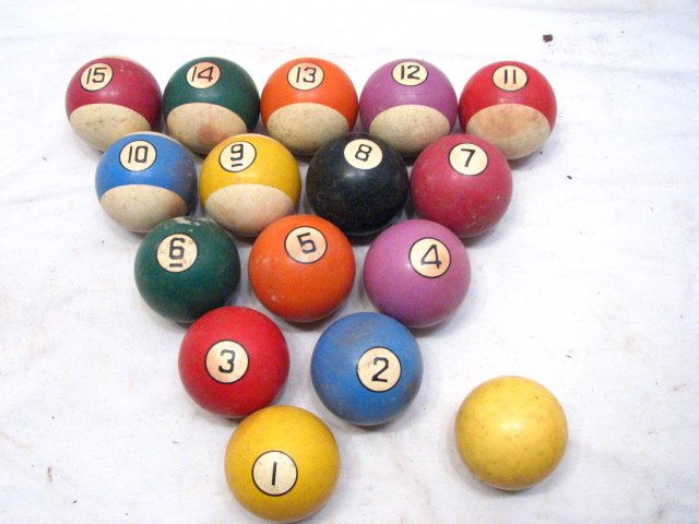 Vintage Antique Early 1900s HYATT Billiard Pool Ball Set w/Cue Decor ...