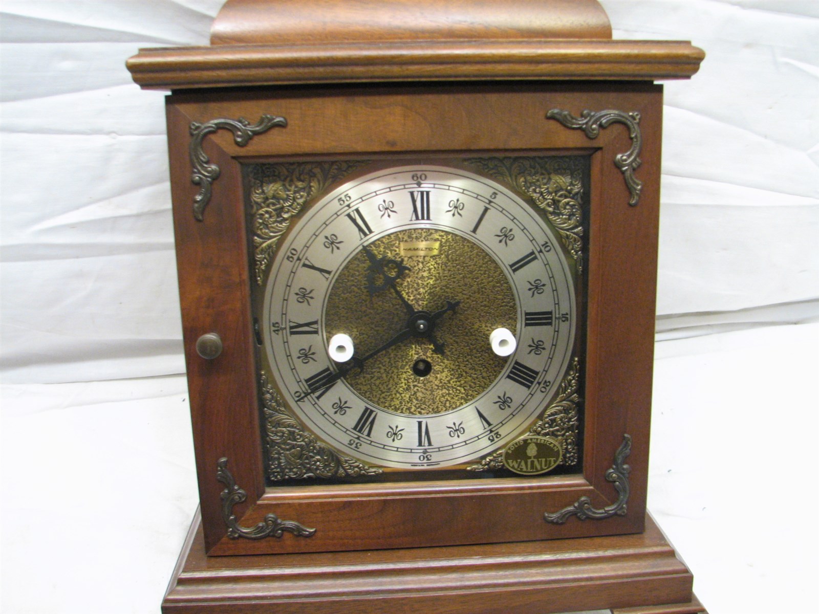 Vintage Hamilton Westminster Chime Carriage Shelf Mantle Clock Walnut ...