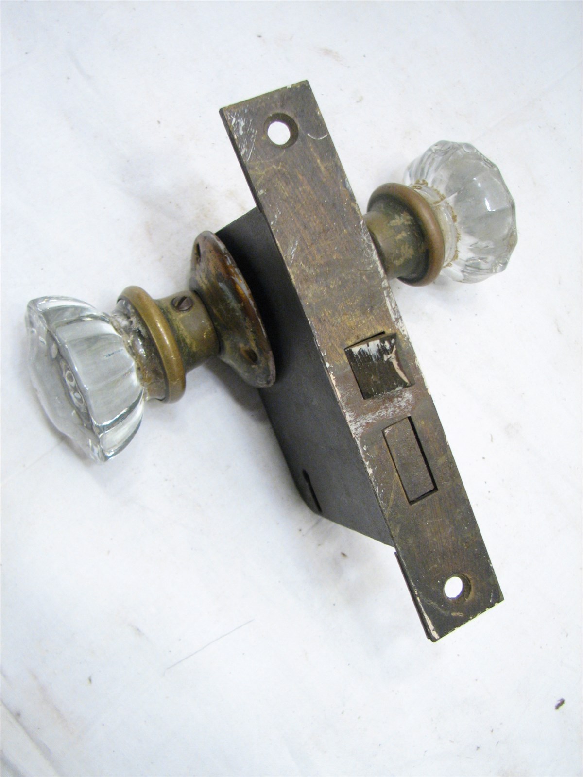 Pr Glass & Brass Door Knob w/Mortise Lock Skillman | eBay