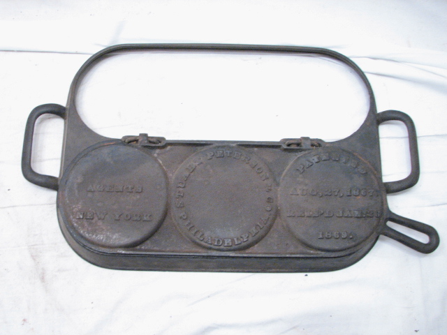 Cast Iron Stuart Peterson 1869 Patent Flip Top Griddle Pan Burger Egg ...