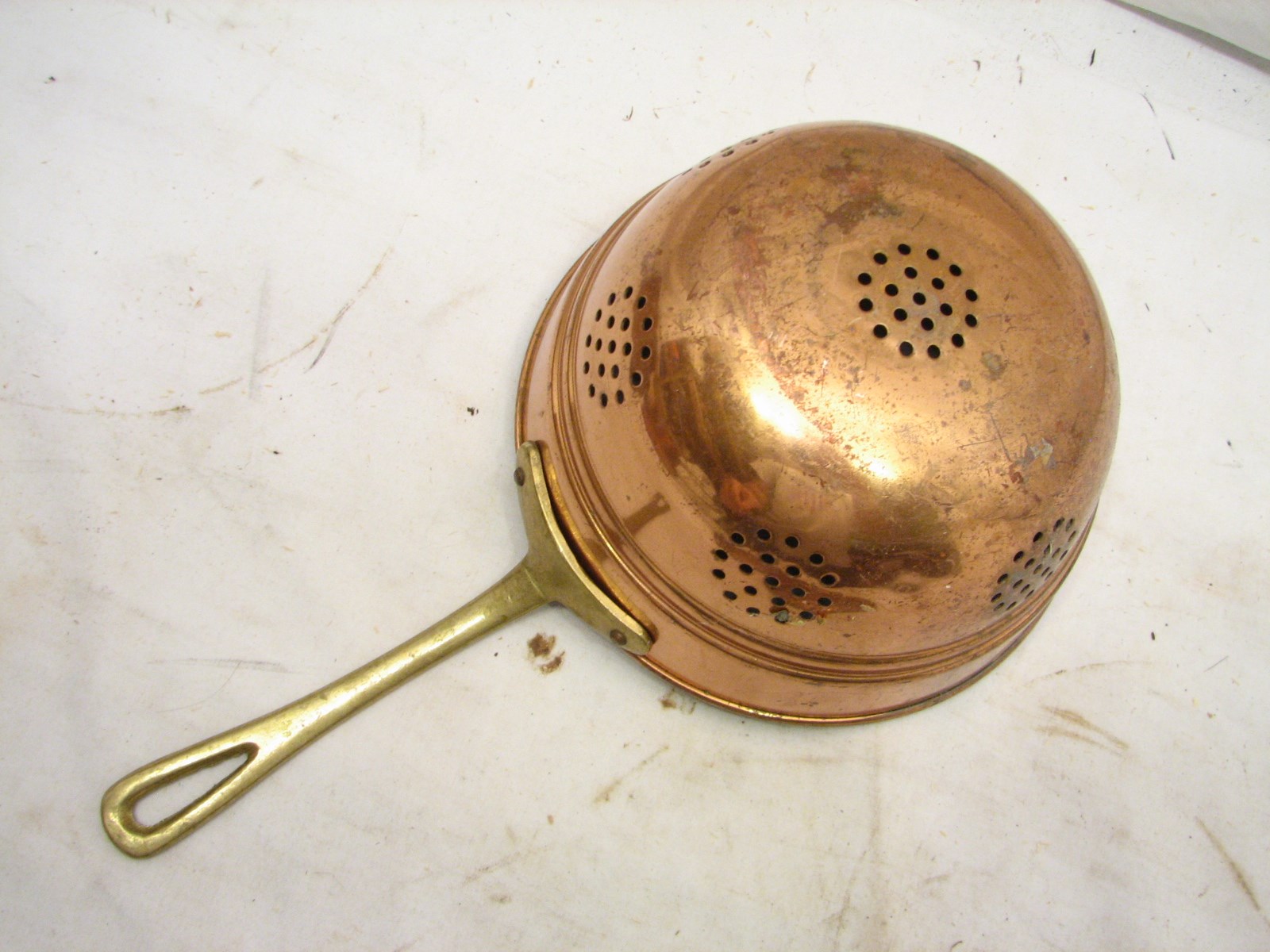 Set Vintage Tagus Copper Cookware Pots Sauce Pan Lidded Strainer Sieve ...
