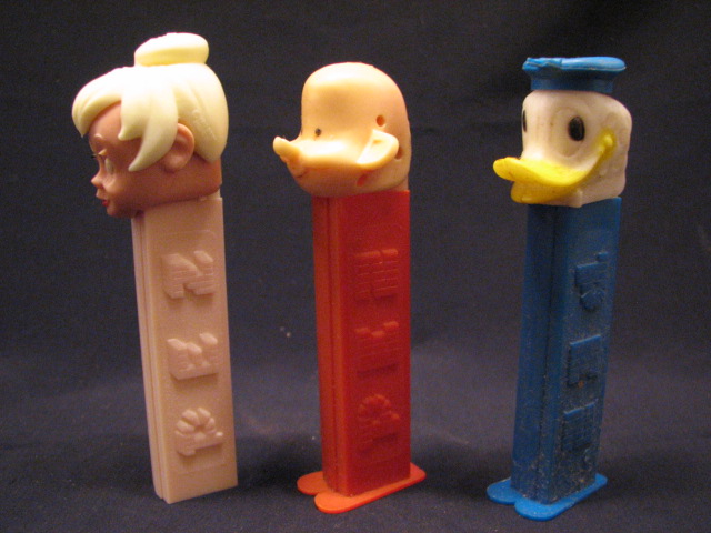 VINTAGE PEZ 3PC LOT TINKERBELL NO FEET 2.6 AUSTRIA, KNIGHT, & DONALD 